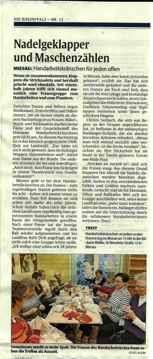 Handarbeitskränzchen Januar 2014