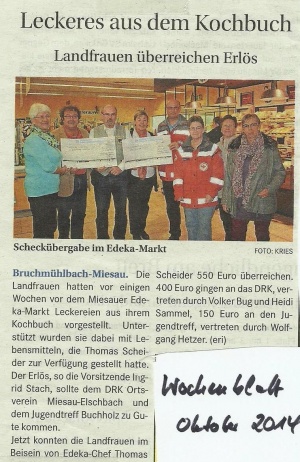 Übergabe der Spende Oktober 2014